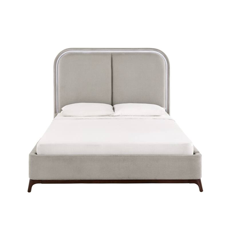 Tremont Curved LED Upholstered Platform Bed with Under-Bed Lighting by iNSPIRE Q Modern
