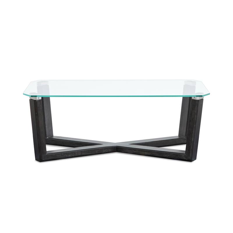 Magnussen Home Wexler Black Truffle And Clear Glass Rectangular Cocktail Table - 46.88''W x 30''D x 17''H