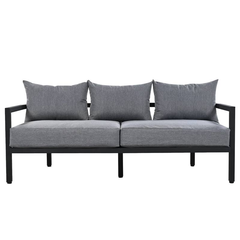 4-Piece Outdoor 5-Seater Steel Cnversation Sofa Set with Coffee Table, Waterproof, Anti-rust and Anti-UV