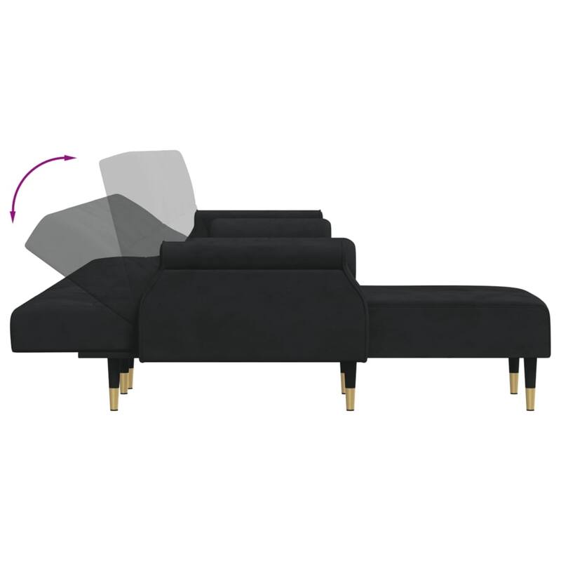 vidaXL L-shaped Sofa Bed Black/Dark Gray 106.7"x55.1"x27.6" Velvet - 106.7" x 55.1" x 27.6"