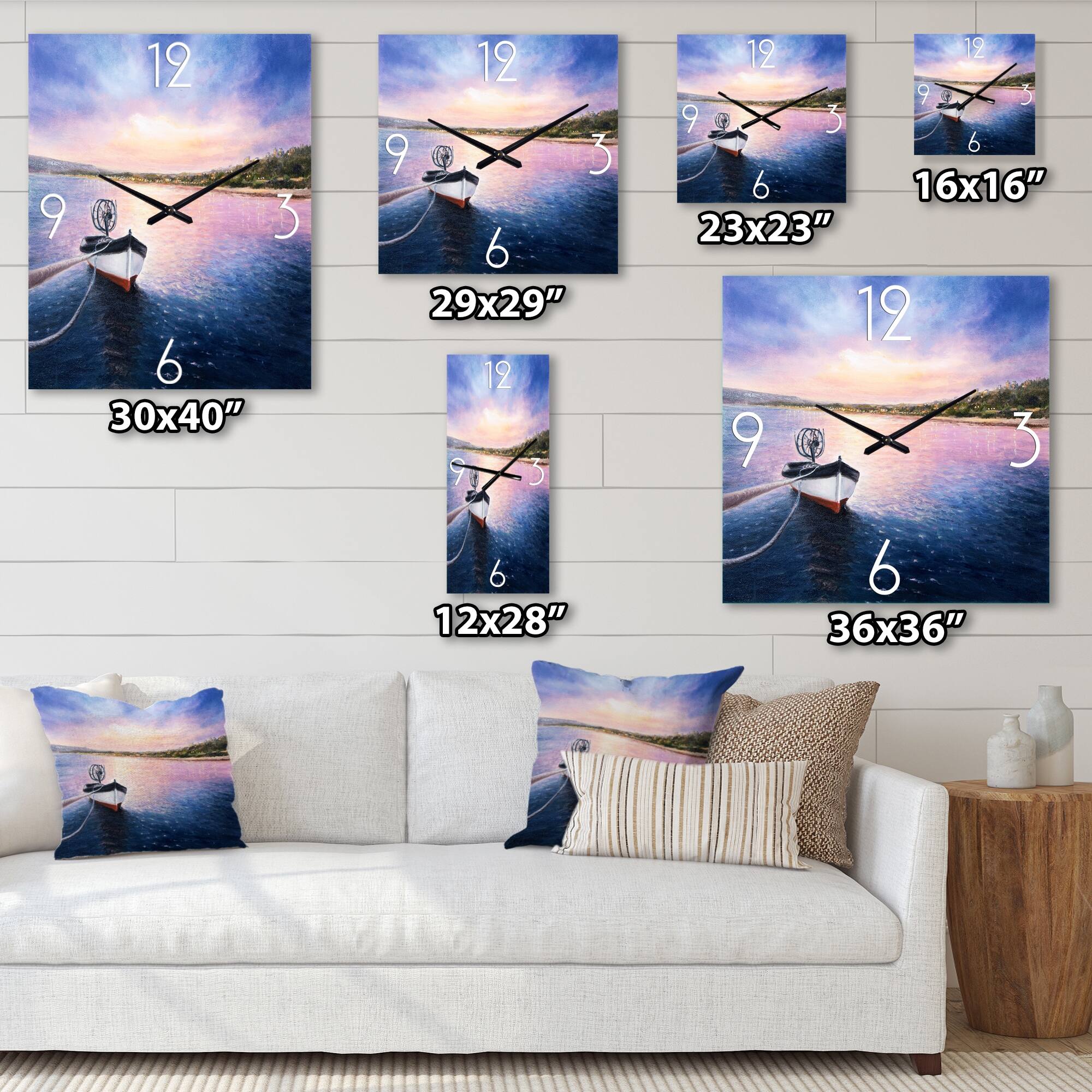 Designart 'Fishing Boat By The Shore During VIbrant Sunset' Lake House