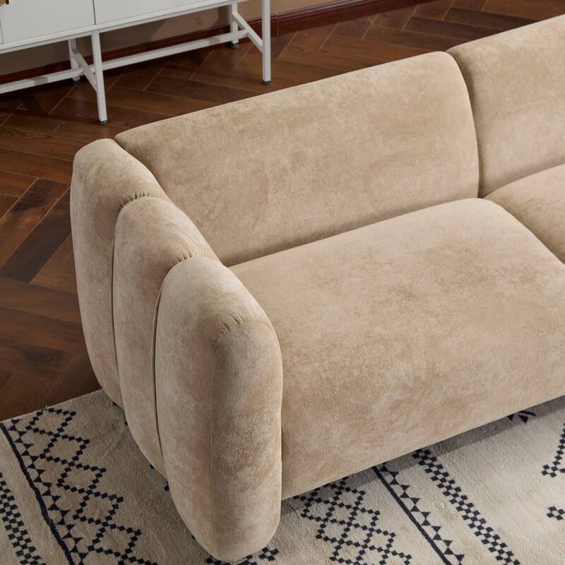 3-Seater Chaise Lounge Sofa with Curved Design, Wave-Shaped Fabric Loveseat Recliner Sofa with Plush Cushions