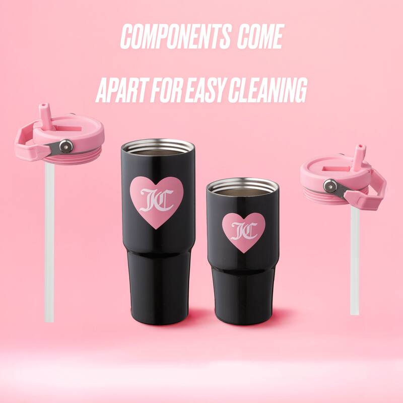 Juicy Couture Flip Flow Hydration Stainless Steel Screw Top Tumbler with Flip Straw 2-Pack