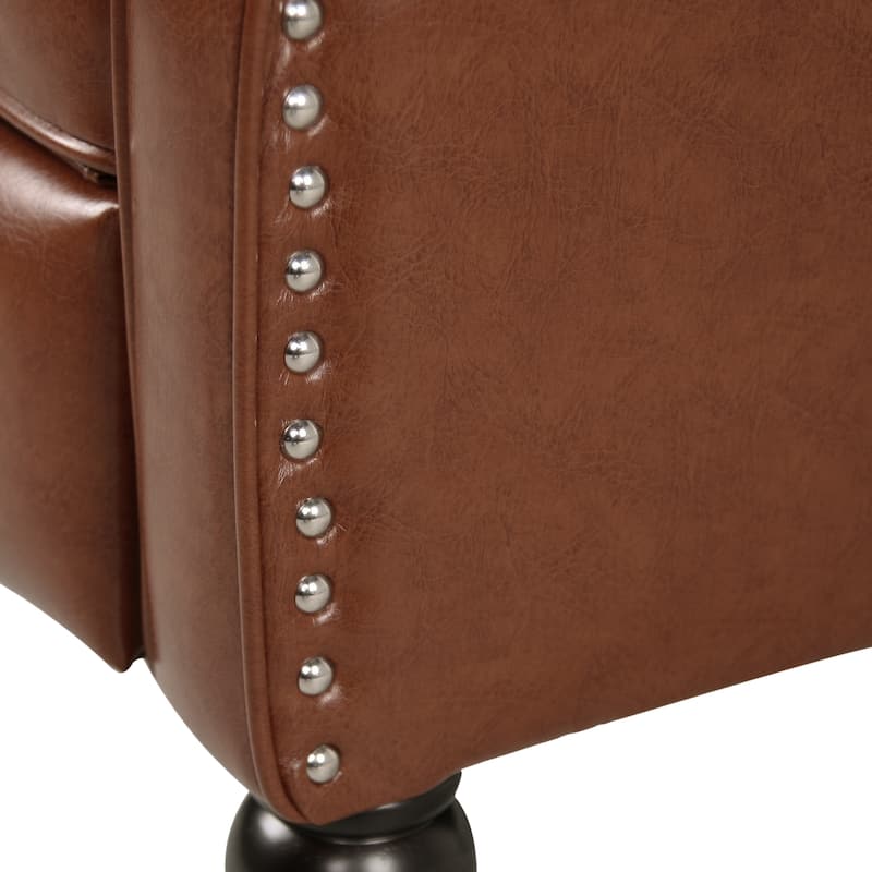 Walter Classic Tufted Bonded Leather Recliner Set (2-Piece) with Nailhead Trim by Christopher Knight Home