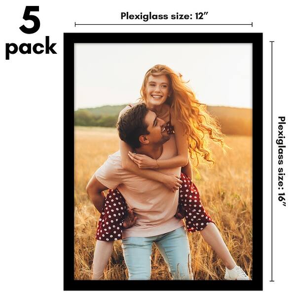 dimension image slide 3 of 22, Americanflat 5 Pack of Picture Frames with Mat - Plexiglass Cover