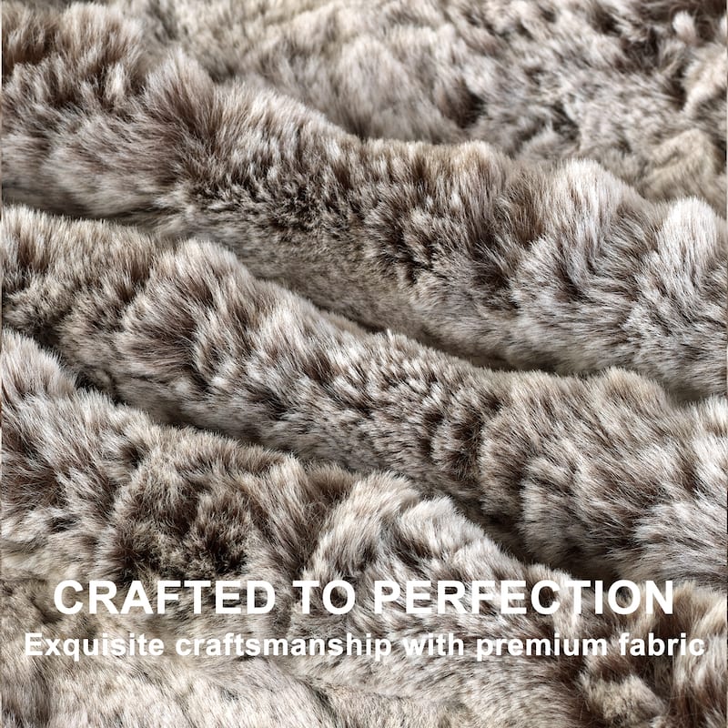 Variegated Warm Plush FauxFur Throw Cozy and Furry Blankets for Sofa