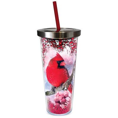 Cardinal Double-Wall Insulated Glitter Travel Cup - 10.630 x 4.250 x 4.250