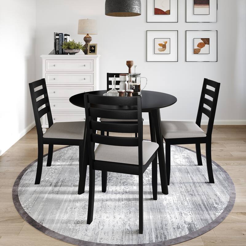 CraftPorch Timeless 4-Piece Chair and Round Table Wooden Dining Set