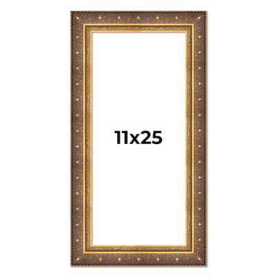 11x25 Frame Vintage Gold Solid Wood Picture Frame | 2.5 Inch Moulding