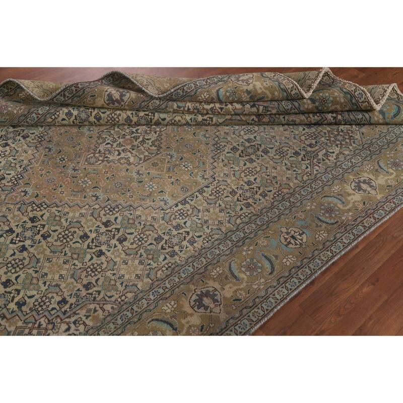 Geometric Tabriz Persian Vintage Area Rug Handmade Wool Carpet - 6'3" x 9'7"