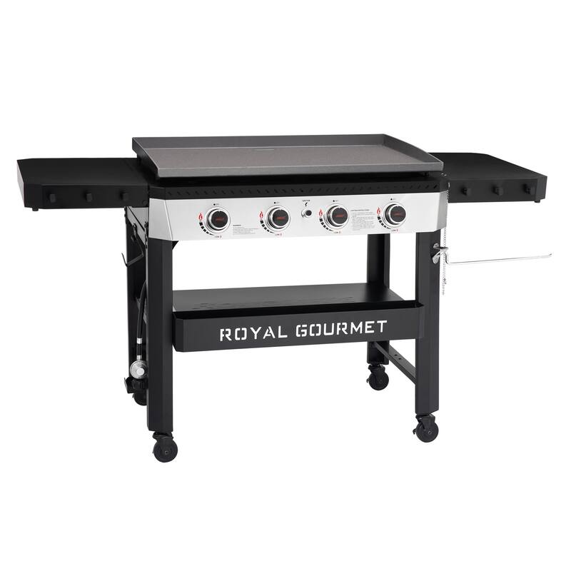Royal Gourmet 34-Inch 4-Burner Propane Gas Griddle,Black & Silver