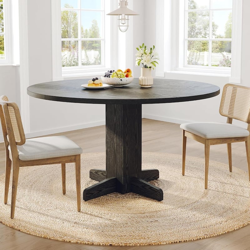 47 Inch Kitchen Round Dining Table for 4-6 People with Pedestal Base (Table Only)