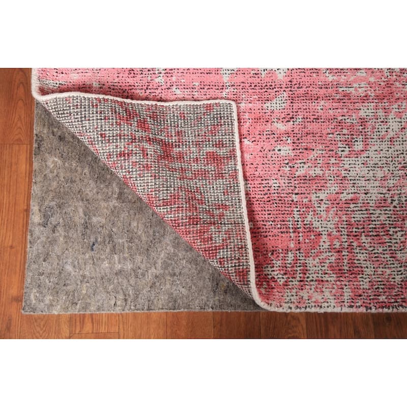 Pink Abstract Contemporary Area Rug Handmade Wool Carpet - 5'3"x 7'2"