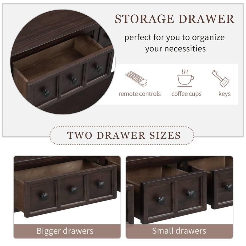 Rustic Entryway Console Table Sofa Table with Drawers and Bottom Shelf