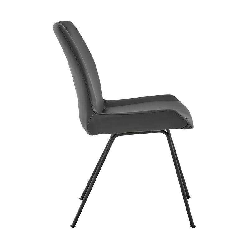 Contemporary Dining Chair in Gray Powder Coated Finish and Gray Faux Leather - Set of 2