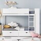 preview thumbnail 15 of 24, Twin over Twin Bunk Bed Kids Bed Frame with Side Bookcase Cabinet, Pull-out Drawers, Wooden Panel Bed for Kids Bedroom