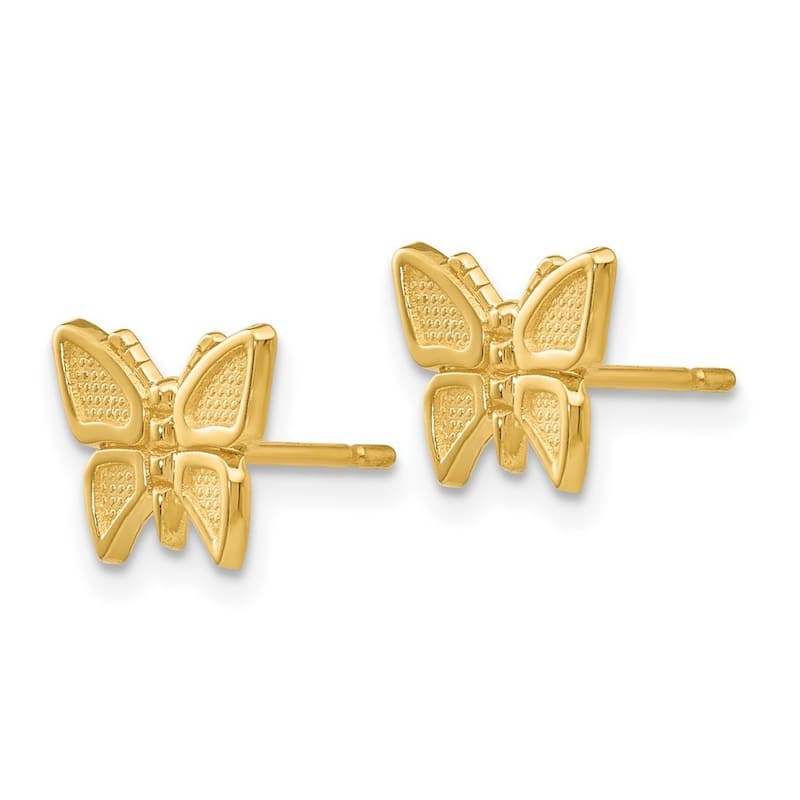 Curata 10k Yellow Gold 7x9mm Textured Butterfly Post Earrings
