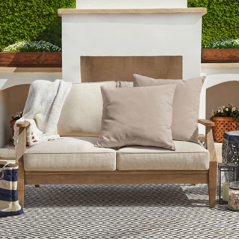 Sorra Home Sunbrella Outdoor Knife Edge Pillow Set of 2 - 22 in H x 22 in W x 6 in D - Revive Sand