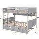 preview thumbnail 12 of 22, Full Over Full Bunk Bed with Twin Trundle and Bookshelf, Solid Pine Wood Frame, Separable Design, for Kids and Teens