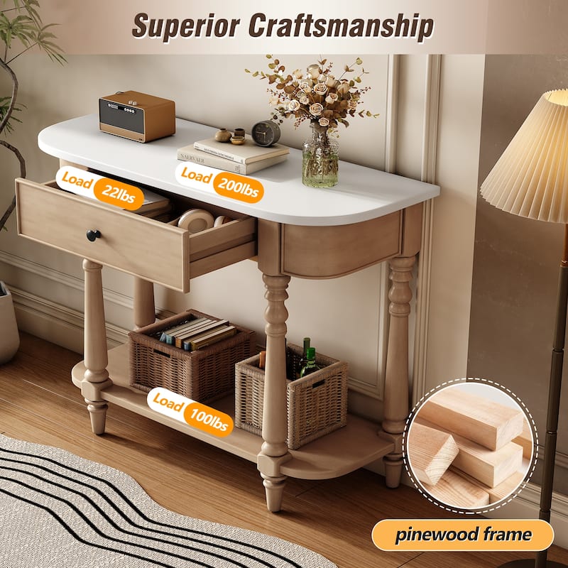 Narrow Console Table with Curved Corner
