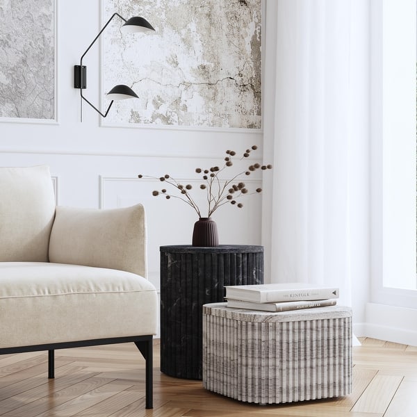 slide 2 of 10, Sylvester 16 in. W Rectangular Marble Side Table Gray