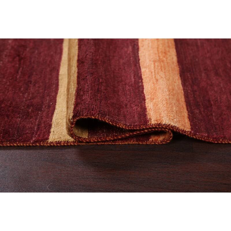 Contemporary Striped Gabbeh Kashkoli Area Rug Hand-knotted Wool Carpet - 3'2" x 5'2"