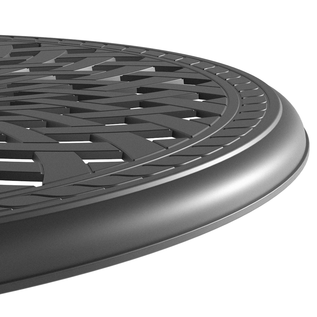 31" Modern Cast Aluminum Patio Table w/ Black Frame & Umbrella Hole - N/A