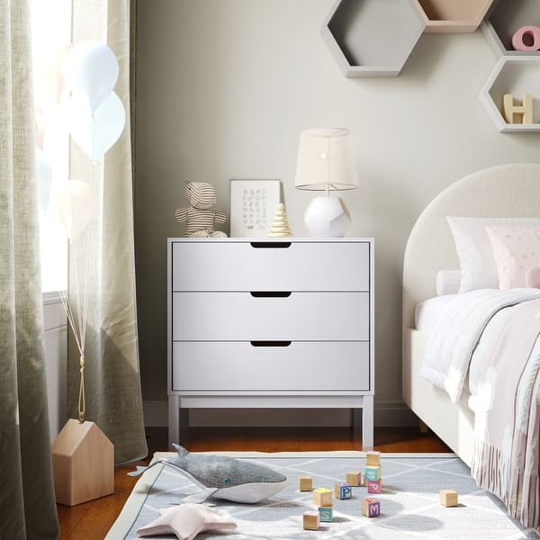 slide 2 of 20, Wooden 3-Drawer Dresser with Smooth Bearing Slides for Kids Bedroom White