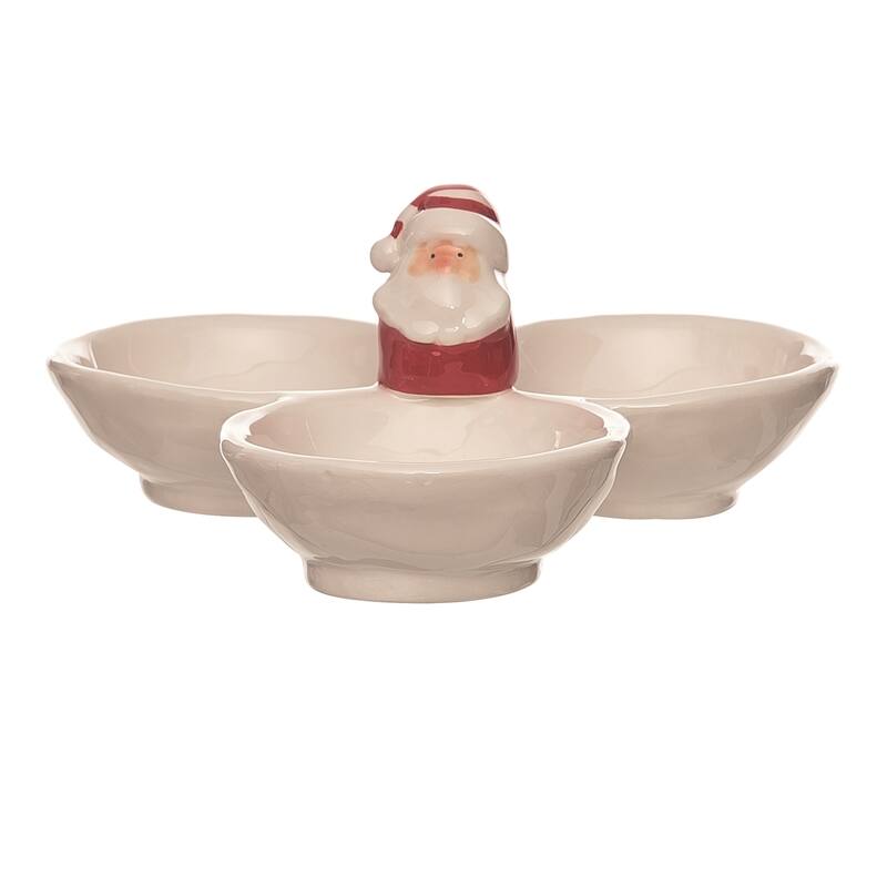 Transpac Dolomite 7.85 in. Multicolor Christmas Sweet Santa Snack Dish