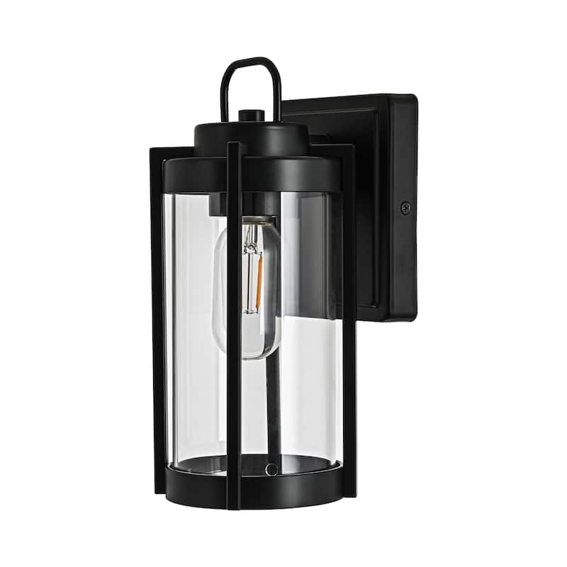 Matte Black Farmhouse Outdoor Wall Lantern Sconce - 3 Variants (11in 1-Light/14in 1-Light/17in 3-Light), Clear Glass, Wet Rated