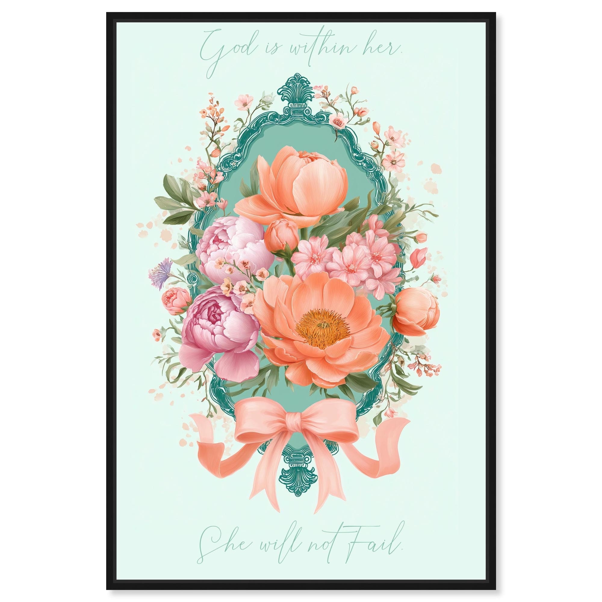 God is With Her Floral Jesus Wall Art Canvas Print by Art Remedy