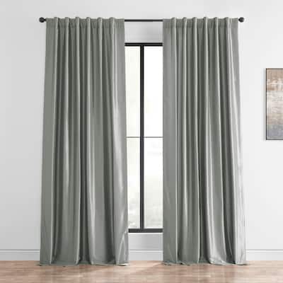 Ex. Fabrics Silver Faux Textured Dupioni Silk Curtain (1 Panel)