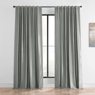 Ex. Fabrics Silver Faux Textured Dupioni Silk Curtain (1 Panel)