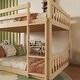 preview thumbnail 9 of 18, Twin Over Twin Floor Bunk Bed, Playhouse Floor Bunk Bed with Climbing Ramp, Ladder, Safety Guardrails