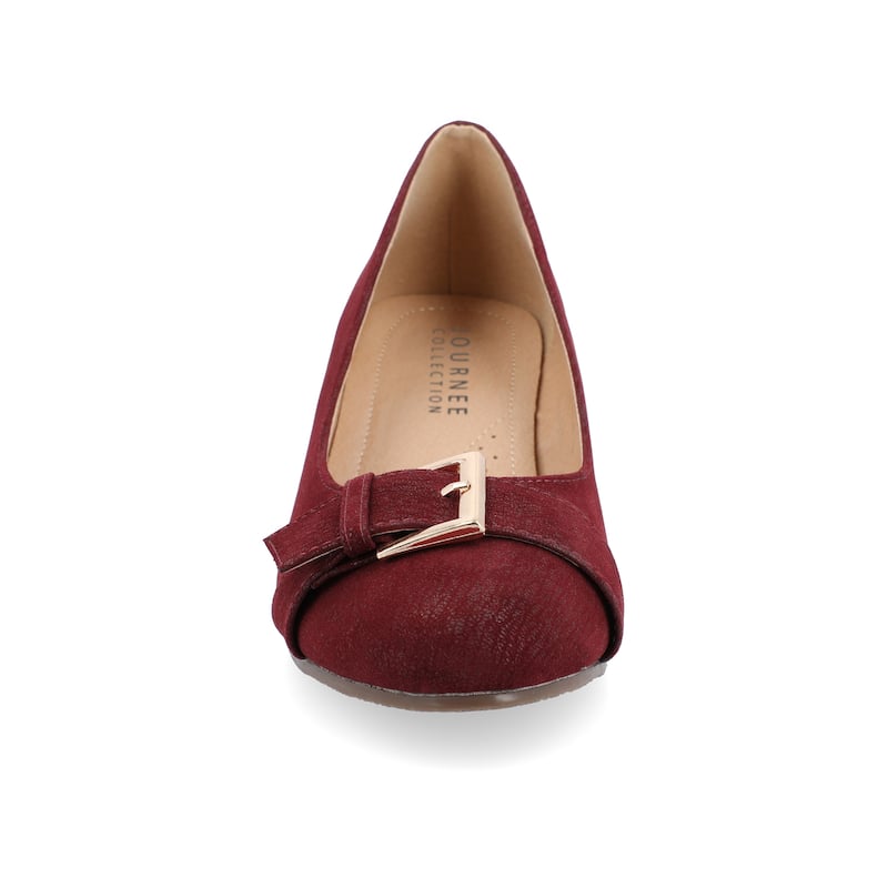 Journee Collection Women's Graysn Comfort Insole Slip On Round Toe Wedge - Wide - Wine - 5.5