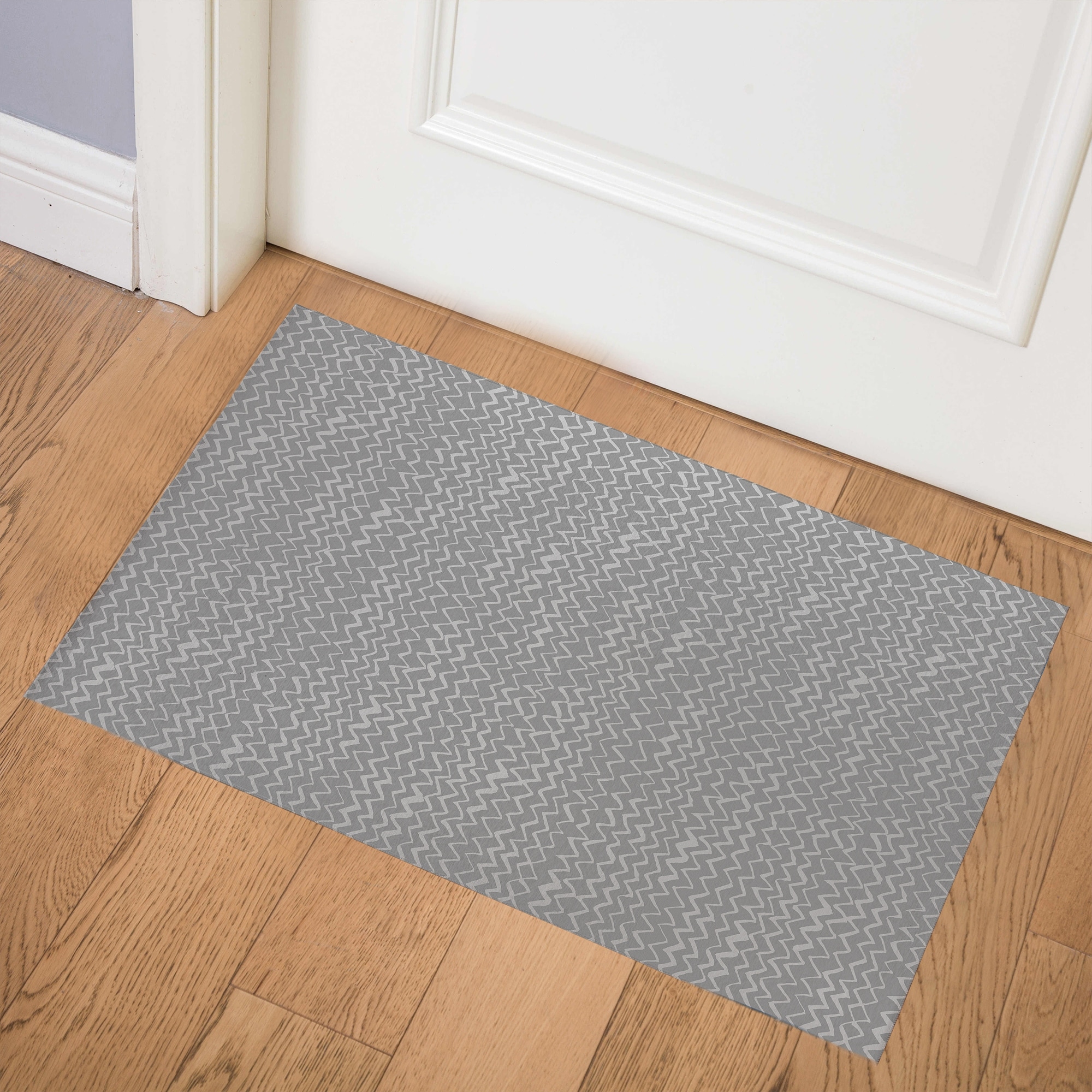 Envelor Indoor Outdoor Doormat Grey 24 in. x 36 in. Chevron Floor