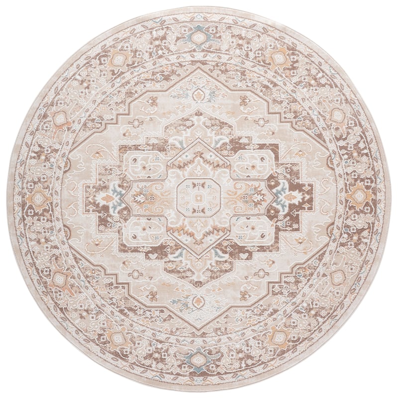 SAFAVIEH Sydney Kaie Medallion Rug - 6'6" Round - Beige/Brown Ivory