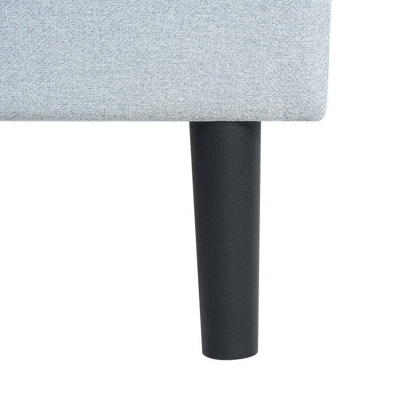 Queen Size Upholstered Platform Bed Frame with Button Tufted Linen Fabric Headboard, No Box Spring Needed, Wood Slat Support