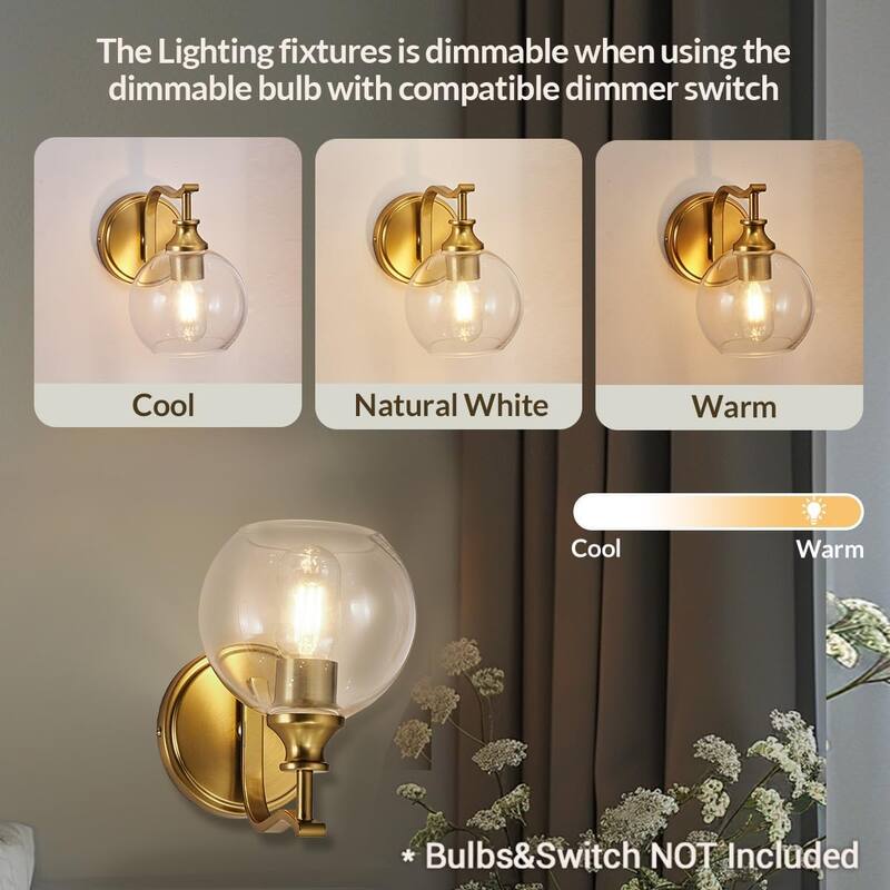 1-light bathroom light gold moun light metal wall light