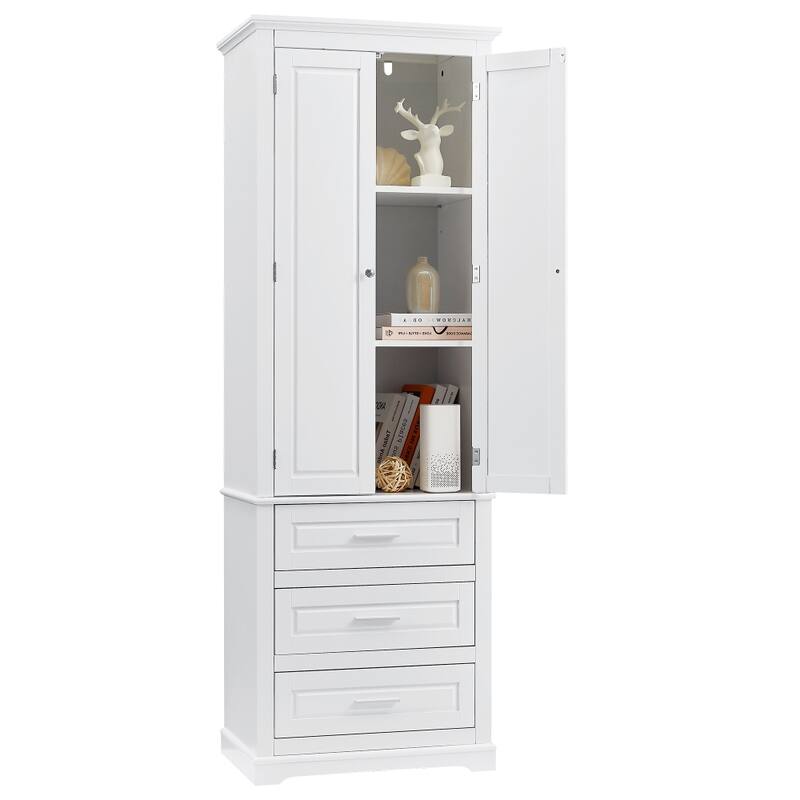 70'' Tall Storage Cabinet with 3 Drawers for Bathroom/Office - 24''×15.7''×70''