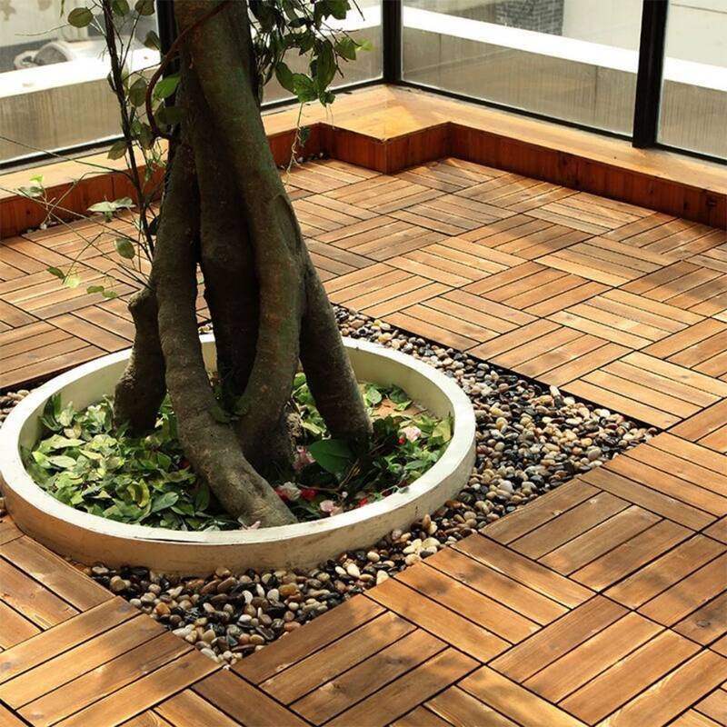 NOVO 6-slat Deck Tiles 11.18"x11.18" Acacia (30 Pack)