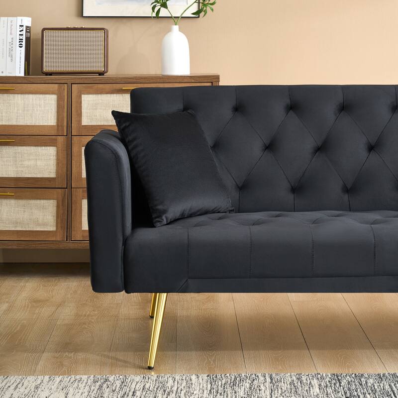 71” Velvet Couch Folding Tufted Sofa Bed for Living Room and Bedroom