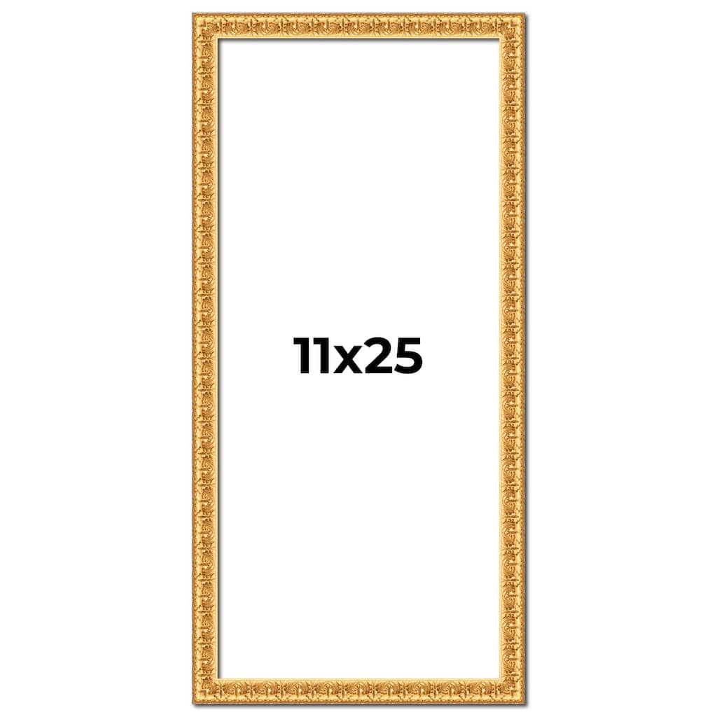 11x25 Frame Gold Real Wood Picture Frame Width 1 inches | Interior