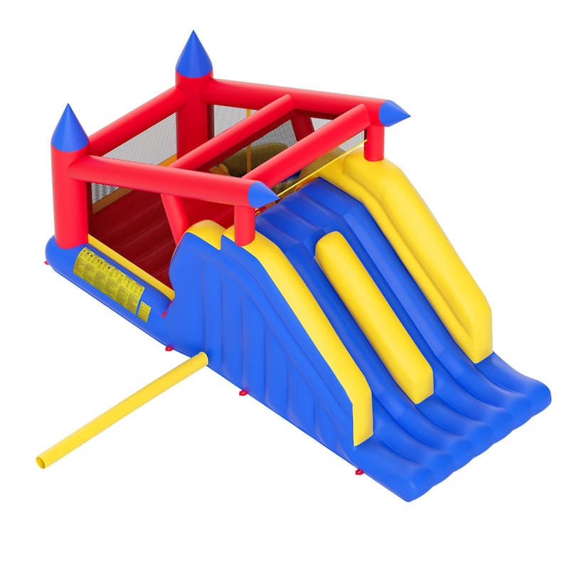 Inflatable Outdoor Trampoline Jumping Bouncer Playhouse with Blower and Slide Ideal for Kids - 183.1” x 102.4” x 92.5”