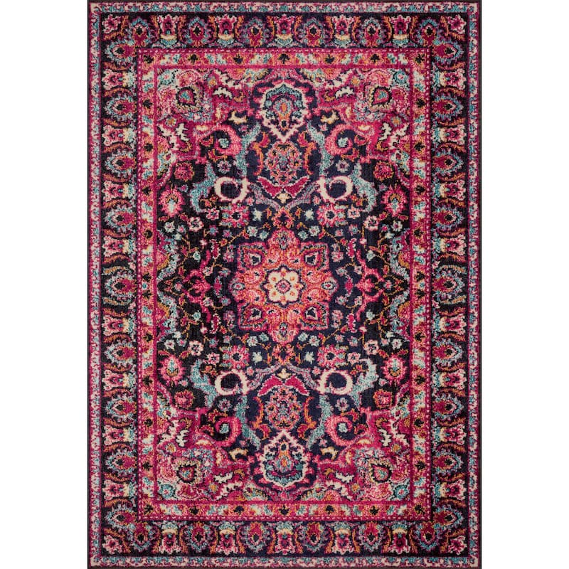 Alexander Home Vintage Boho Botanical Medallion Distressed Rug