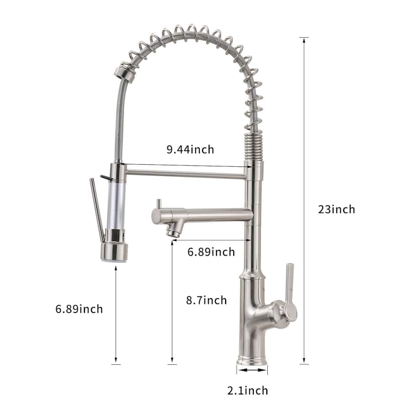 Kitchen Spring Faucets with Pull Down Sprayer-2 Functions Sprayer