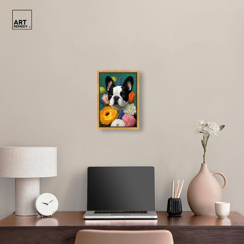 Secret Garden Frenchie Canvas by Art Remedy