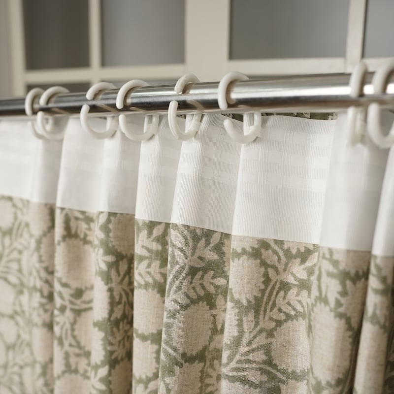 Fabdivine Handmade Floral Block Print Window or Door Room Décor Viscose Linen Curtain