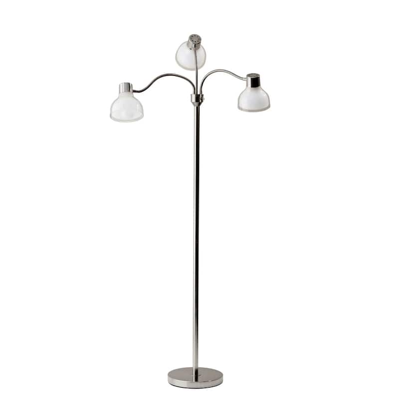 Metal Tree Floor Lamp with 3 Lights Bowl Shade and Switch Rotary Socket - 30” x 30” x 69” (D x W x H) - Silver