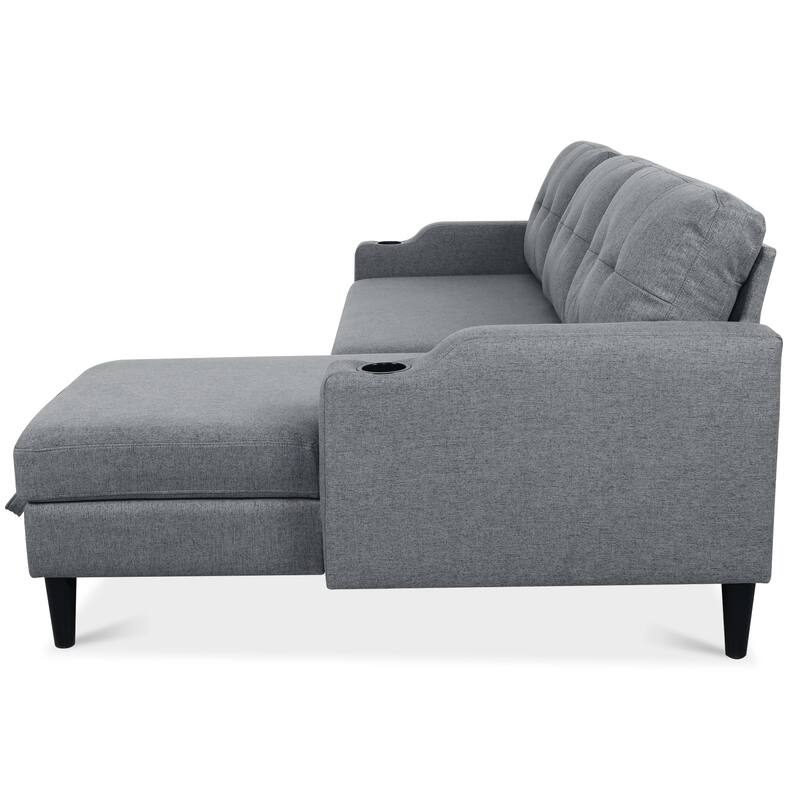 GDFStudio - Upholstered 74.8" 3-Seater Sofa with Storage and Space-Saving Pedal